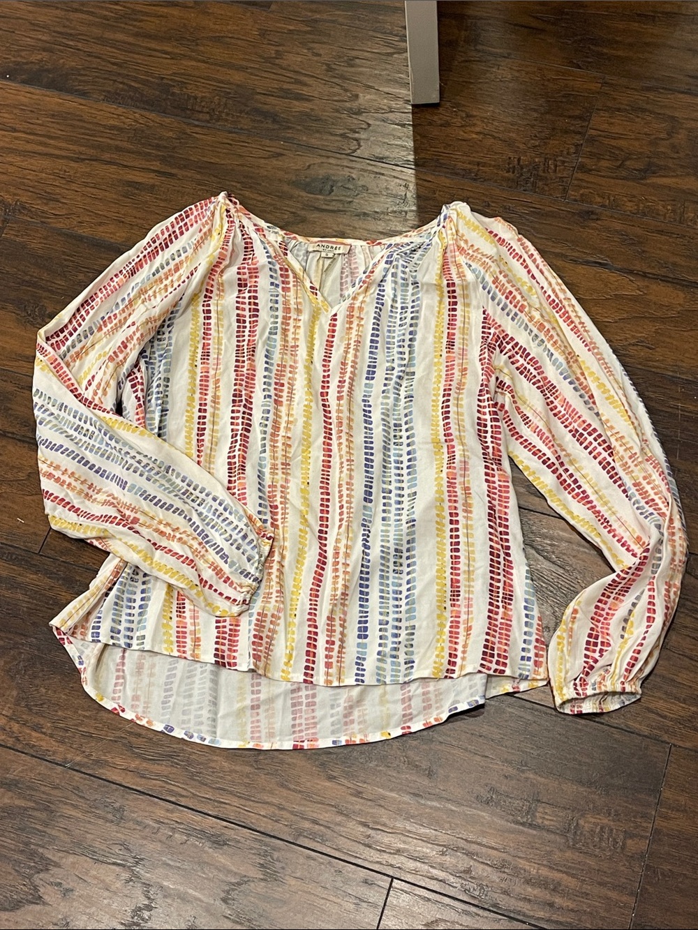 ANDREE BY UNIT Multicolor Striped V-Neck Tunic - Red, Yellow, Blue